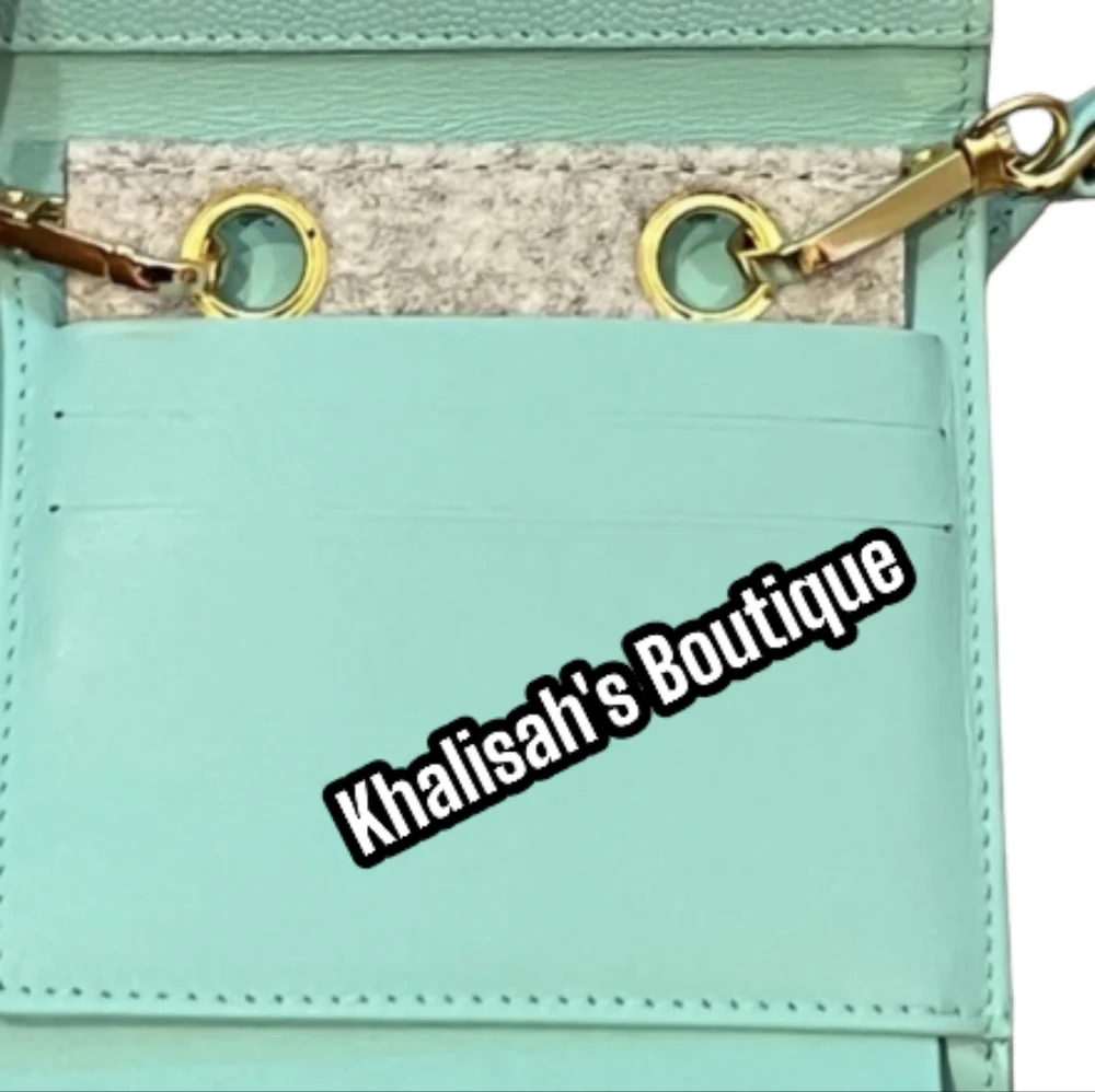 BNIB!! VERY Rare!!! Chanel Wallet LARGE Trifold Tiffany Blue Caviar Belt Waist - Picture 10 of 15